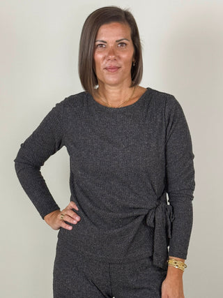 [TRIBAL] Callie Crew Neck Top with Side Knot