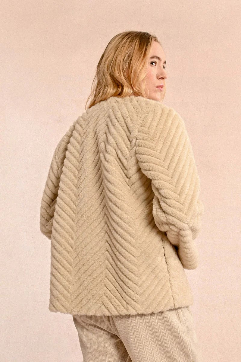 Hannah Chevron Fuzz Coat