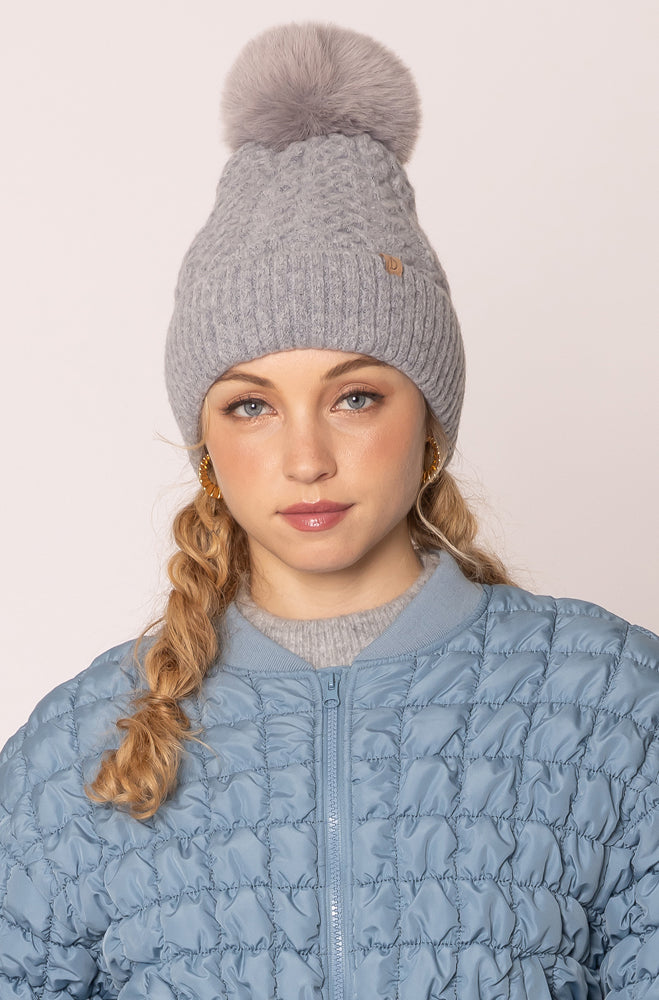 Beanie with Pom - Gray