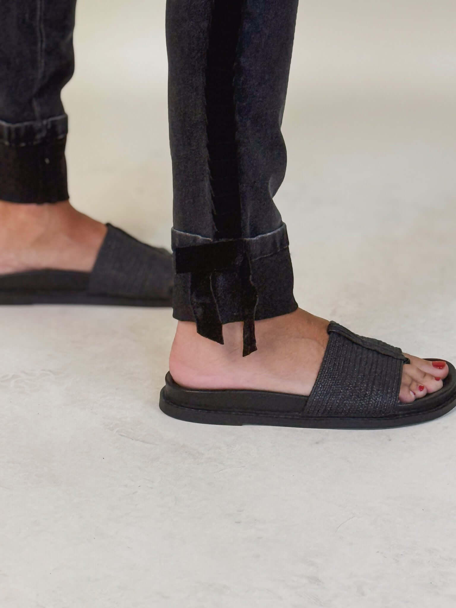 Gina Velvet Bow Slim Leg Jeans, 29" Inseam