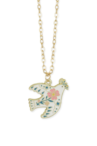 Pastel Peace Dove Gold Necklace