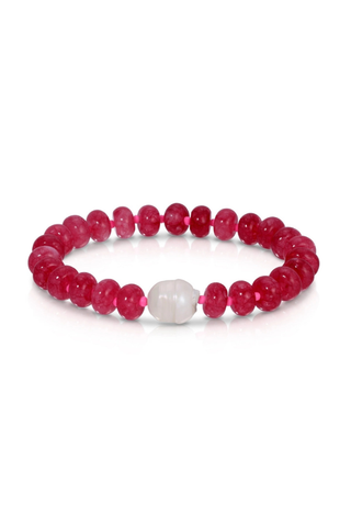 Stone Bracelet with Baroque Pearl - Pink