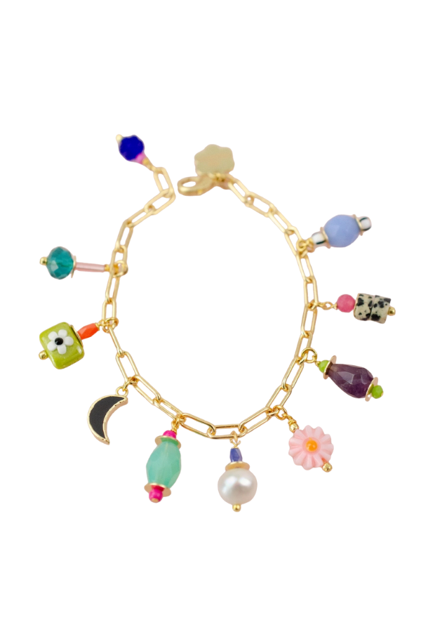 Colorful Pearl Charm Bracelet