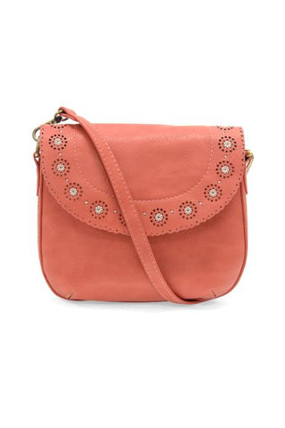 Laser Cut Daisy Flap Crossbody - Living Coral