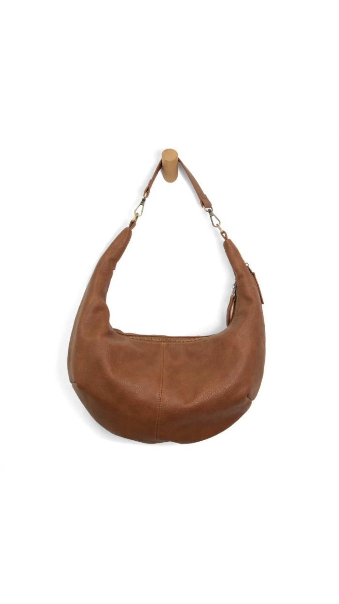 Rhea Slouchy Crescent Crossbody Bag - Saddle