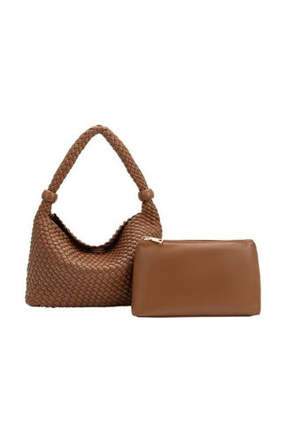 Quinn Recycled Vegan Shoulder Bag - Saddle