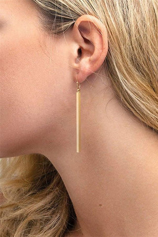 18k Gold Plated Waterproof Stainless Steel Drop Earrings - Gold
