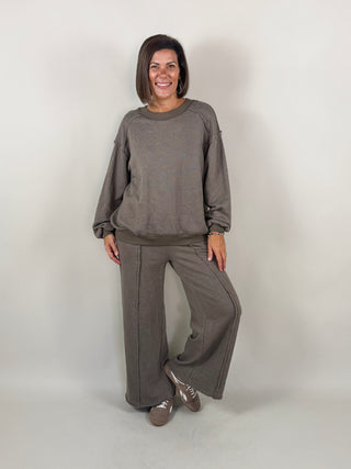 Franny Fray Edge Sweatshirt - Brown