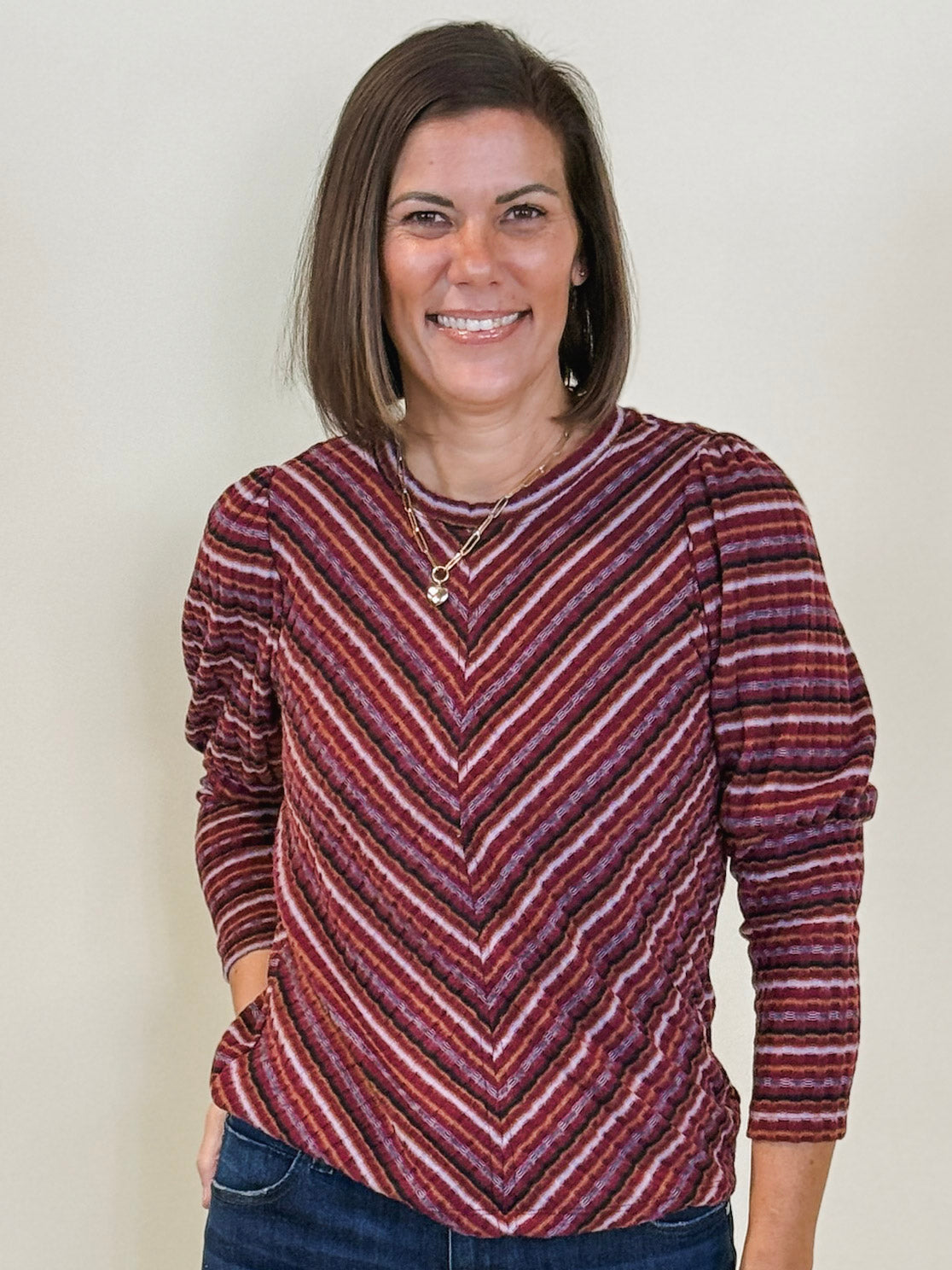 [Liverpool] Juliette 3/4 Sleeve Miter Knit Top