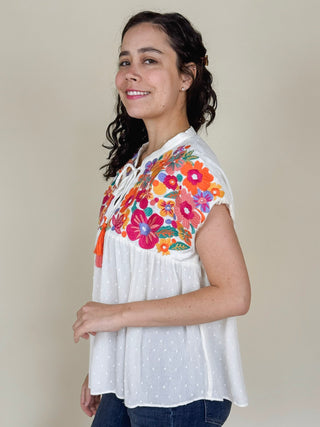 Bea Embroidered Babydoll Top