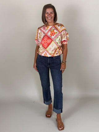 Carina Cinched Waist Floral Top