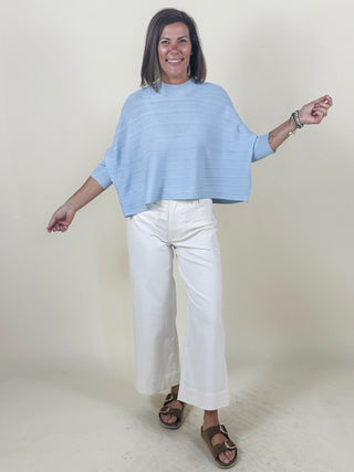 Aiko 'Aja' Crop Sweater Top - Baby Blue