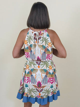 Malena Halter Ruffle Mini Dress Tropical