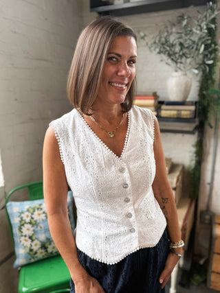 Kathleen Eyelet Vest Top