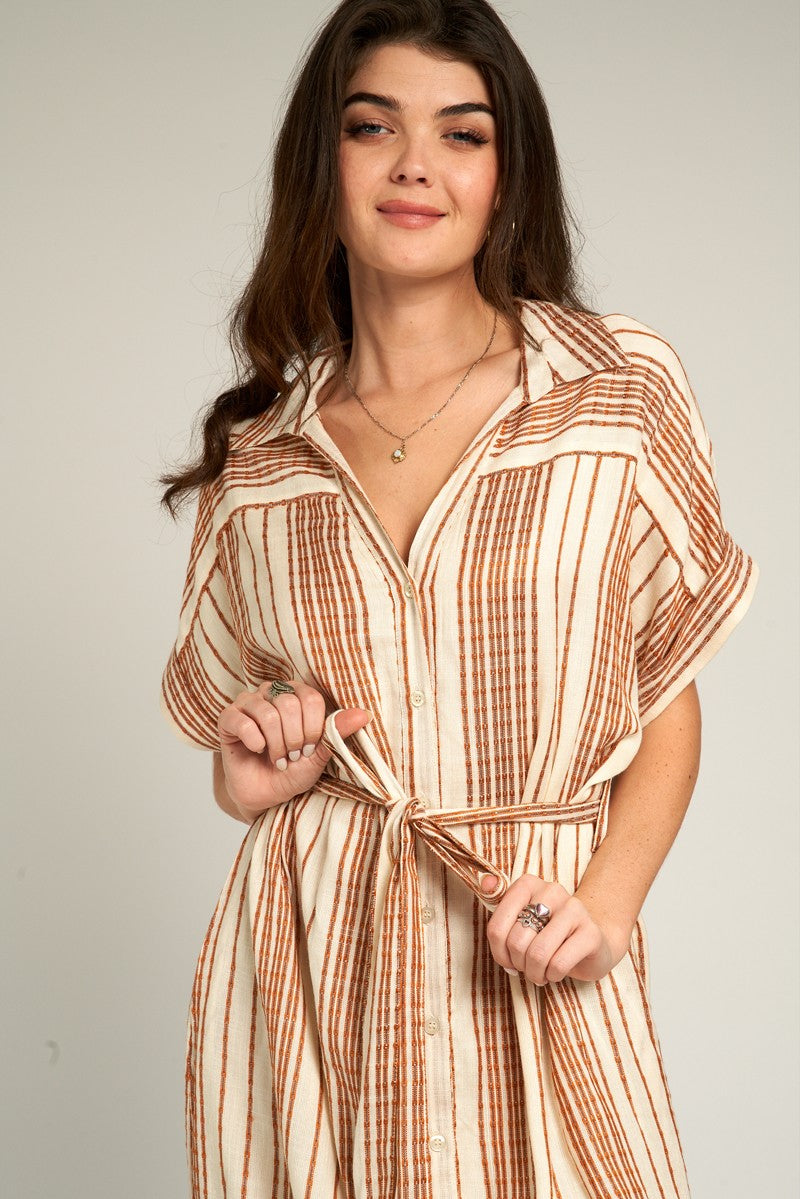 Cassie Belted Midi Shirt Dress