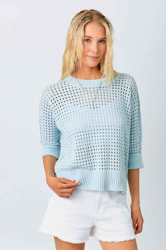 Amy Open Stitch High Low Sweater