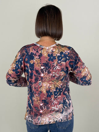 Amy V-Neck Reverse Print Sweater