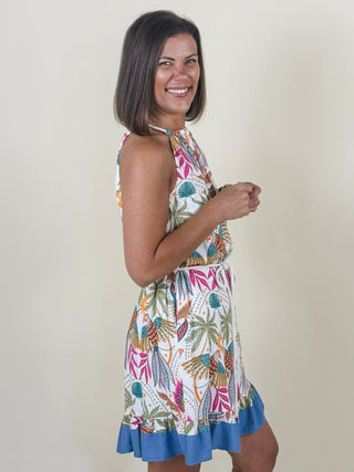 Malena Halter Ruffle Mini Dress Tropical