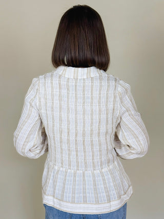 [TRIBAL] Darcie Long Sleeve Smocked Blouse