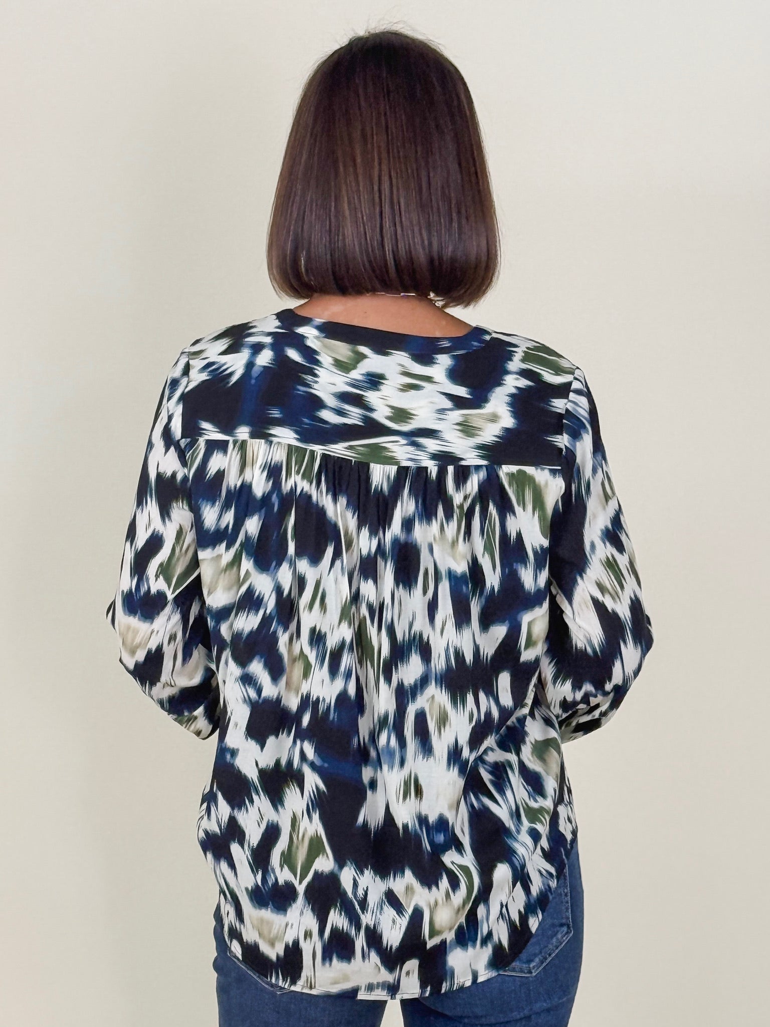 [Liverpool] Button Front Shirred Woven Blouse