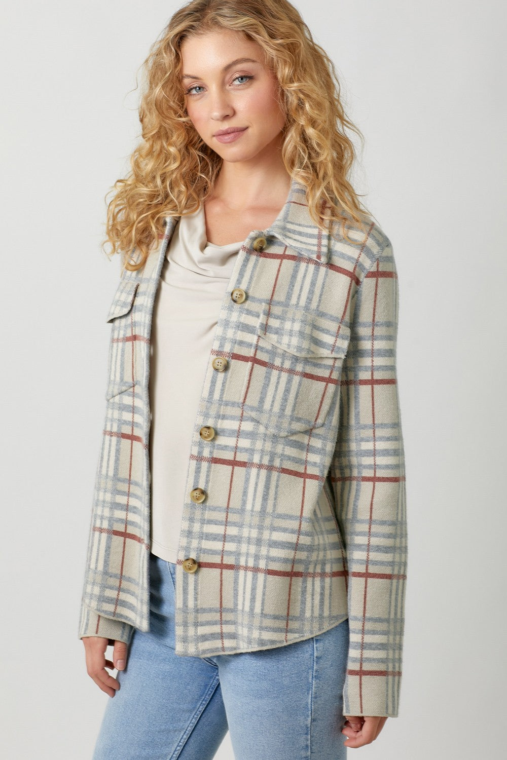 Carina Checkered Sweater Jacket