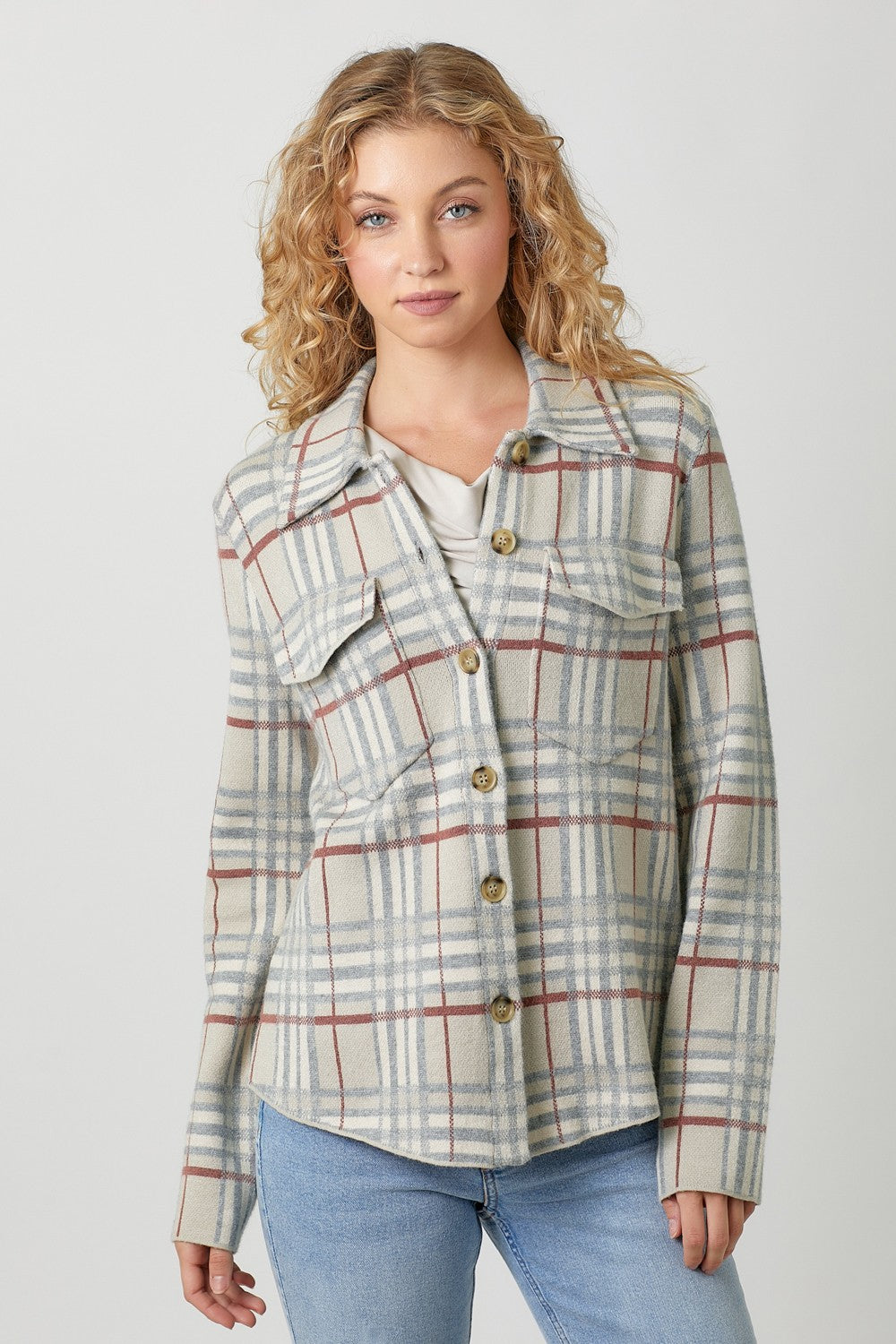 Carina Checkered Sweater Jacket