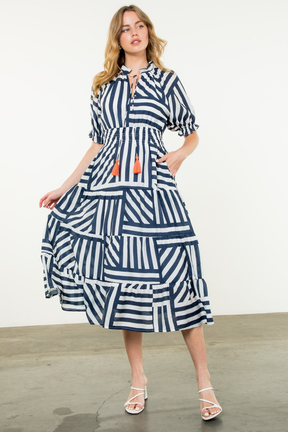 Sally Striped Tiered Dress