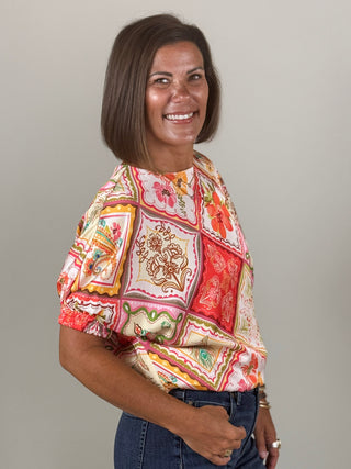 Carina Cinched Waist Floral Top