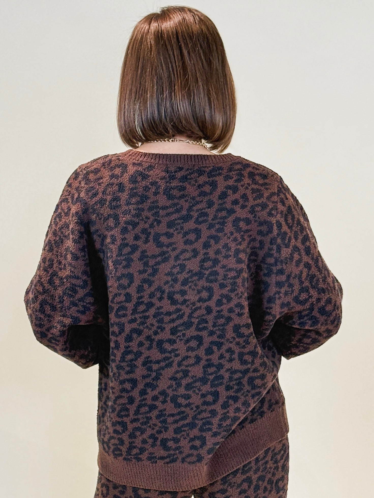 Mia Marshmallow Leopard Crew Neck Lounge Set