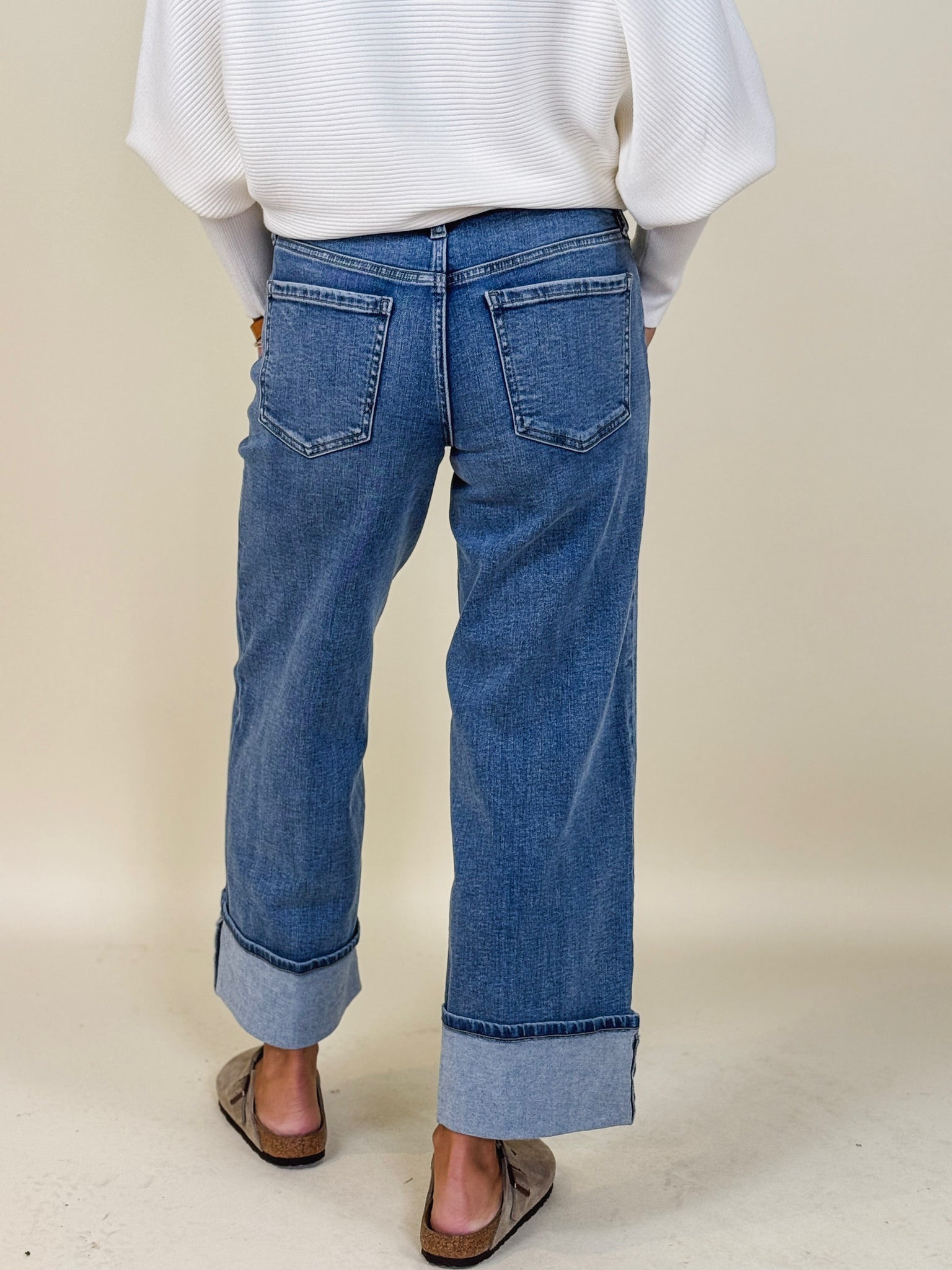 [Liverpool] Morgan Cuffed Wide Leg Jean, 27" Inseam