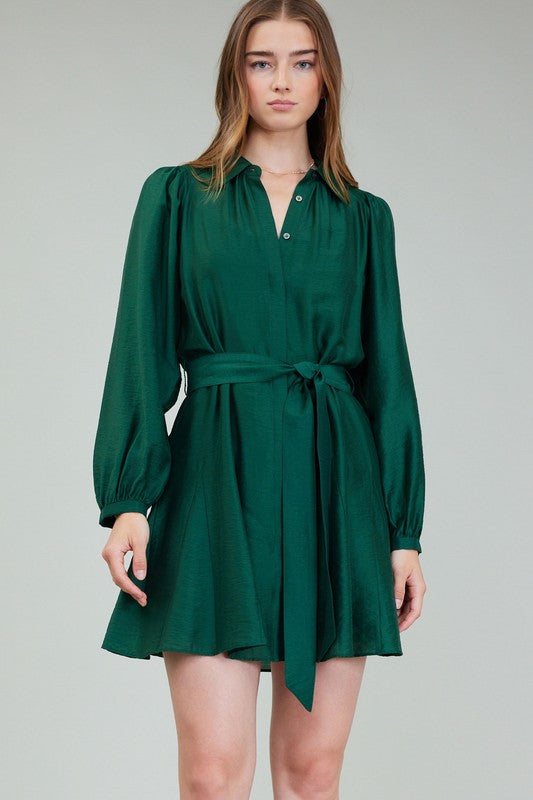 Cheyenne Satin Shirt Dress