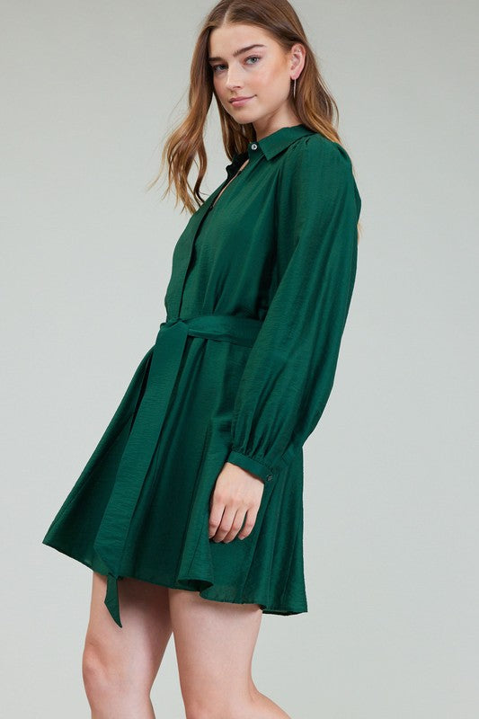 Cheyenne Satin Shirt Dress