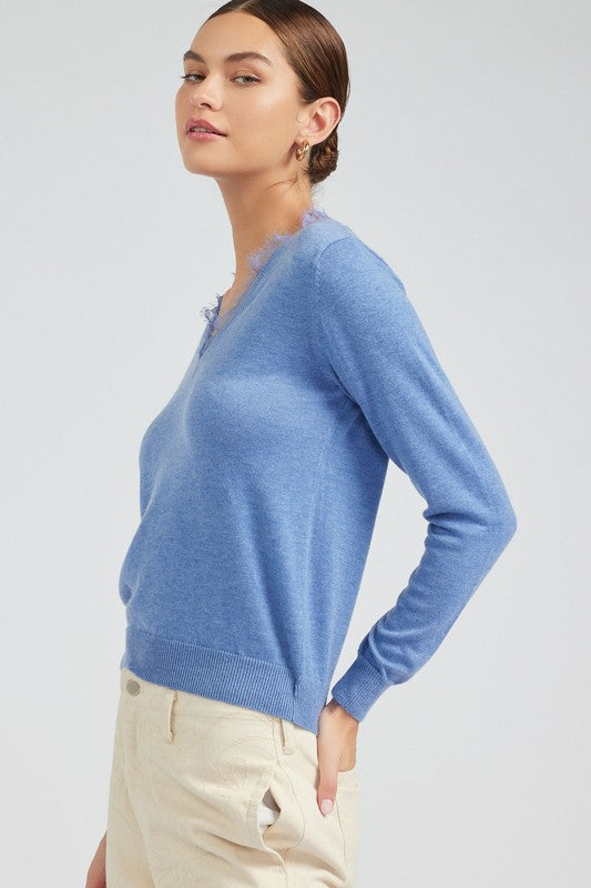 Lilianna Lace V-Neck Sweater