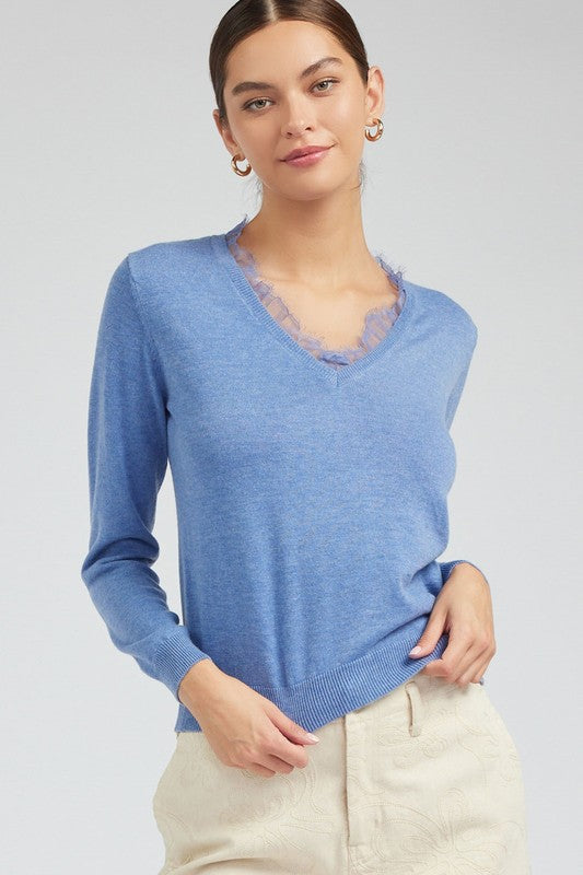 Lilianna Lace V-Neck Sweater