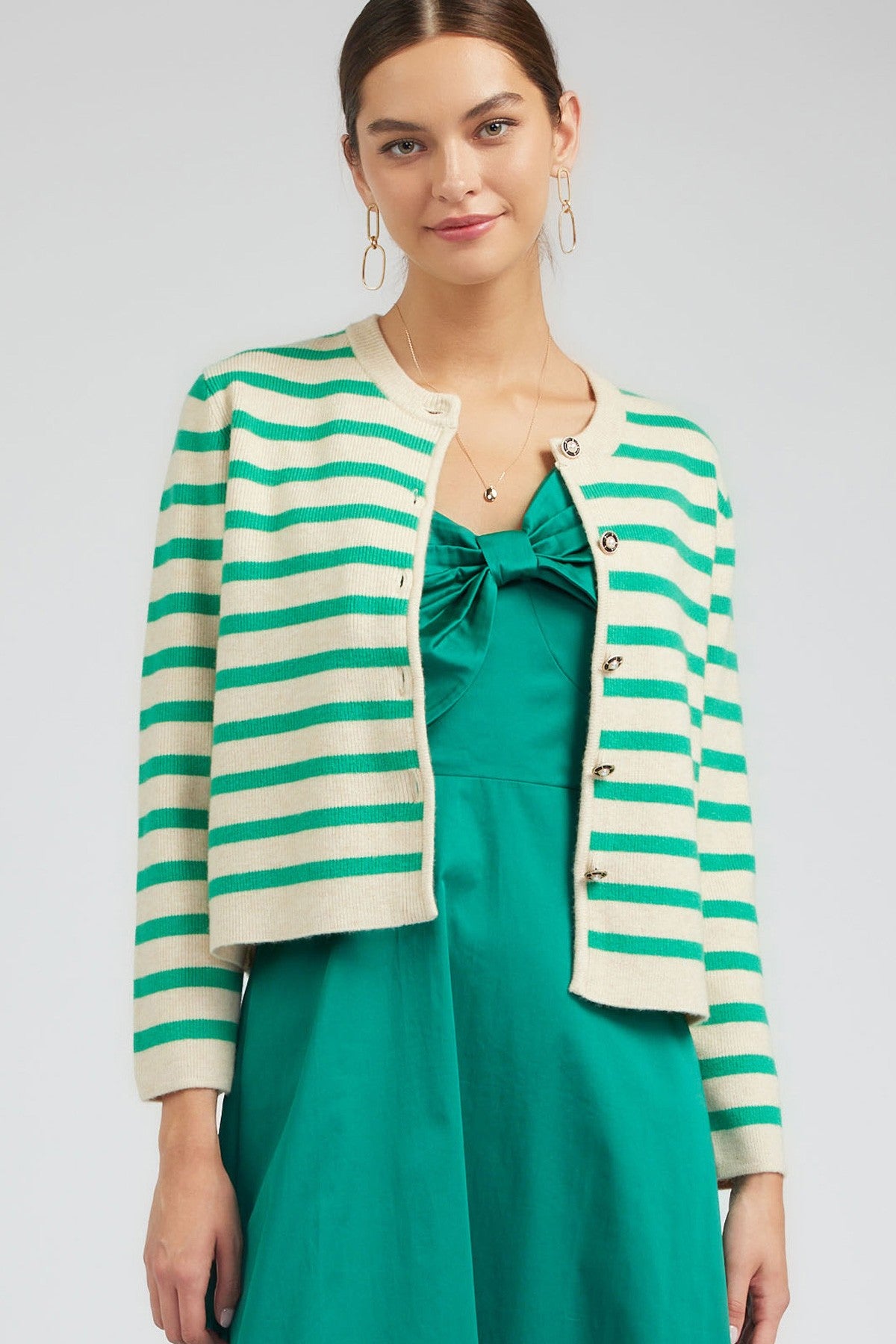 Evie Button-Up Striped Sweater