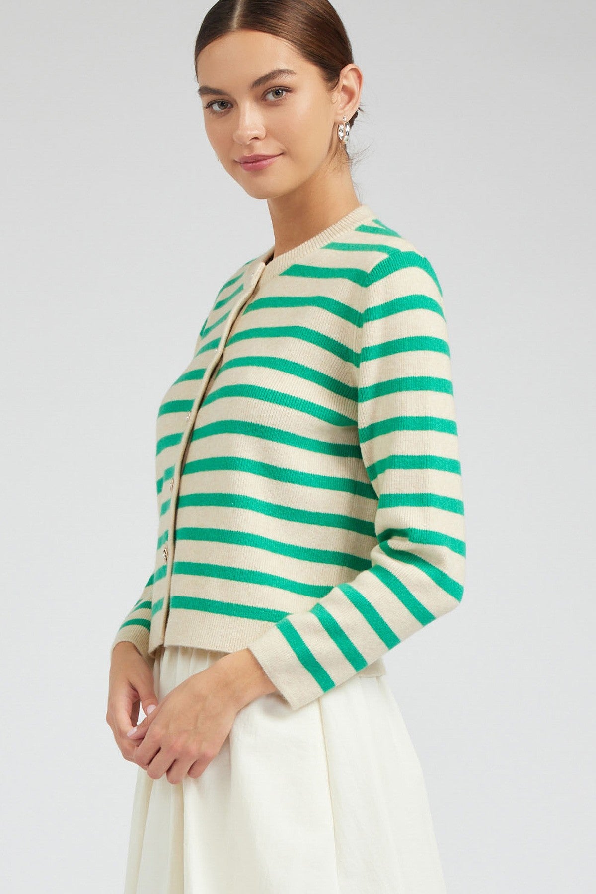 Evie Button-Up Striped Sweater