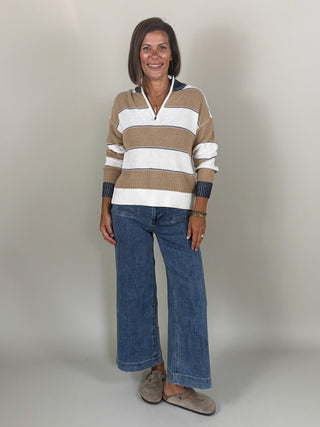 Zina Zipped Mock Neck Sweater