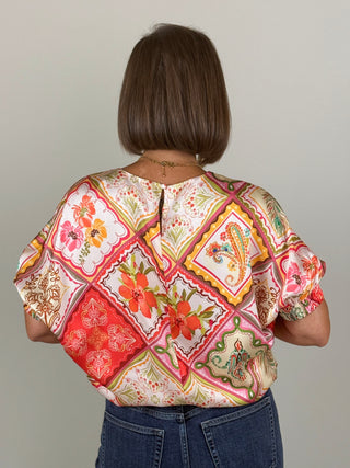 Carina Cinched Waist Floral Top