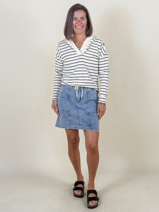 Jennie Drawstring Denim Skort