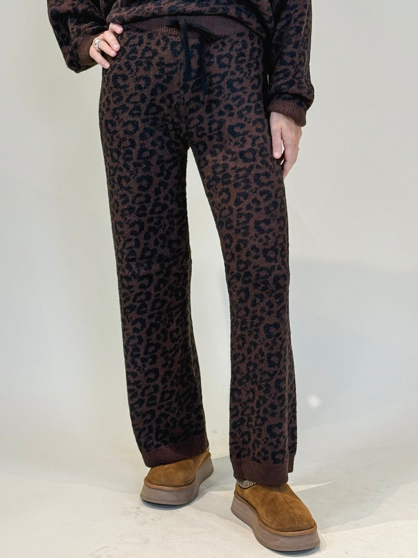 Mia Marshmallow Leopard Crew Neck Lounge Set