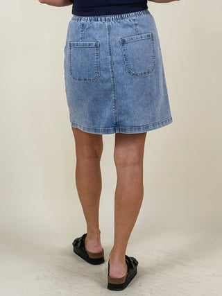 Jennie Drawstring Denim Skort