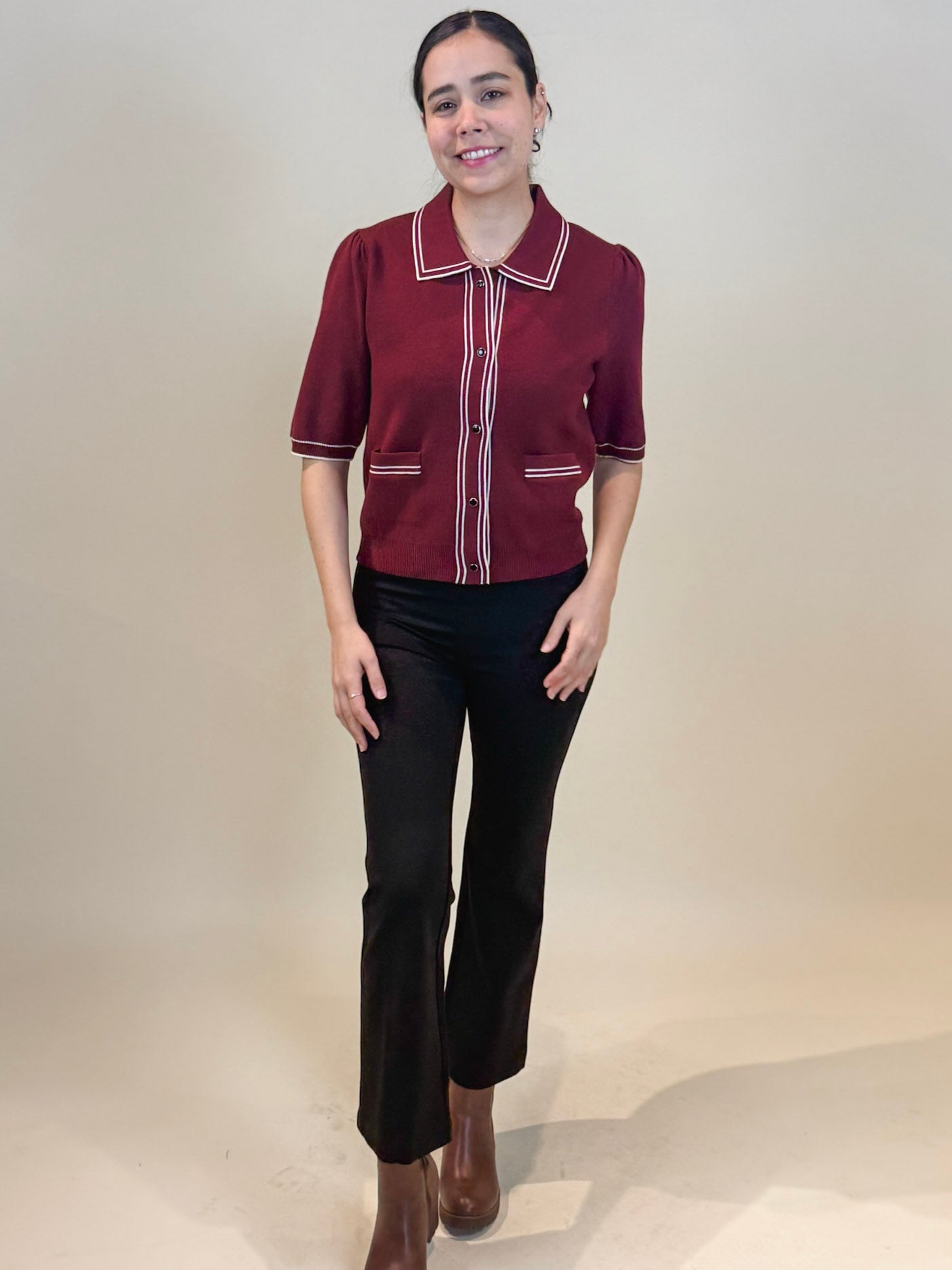 Kathy Short Sleeve Button Up Top