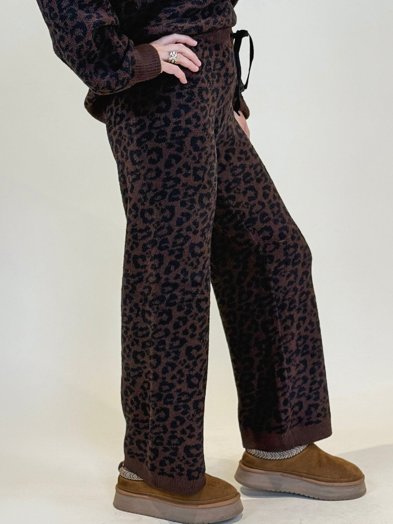 Mia Marshmallow Leopard Crew Neck Lounge Set