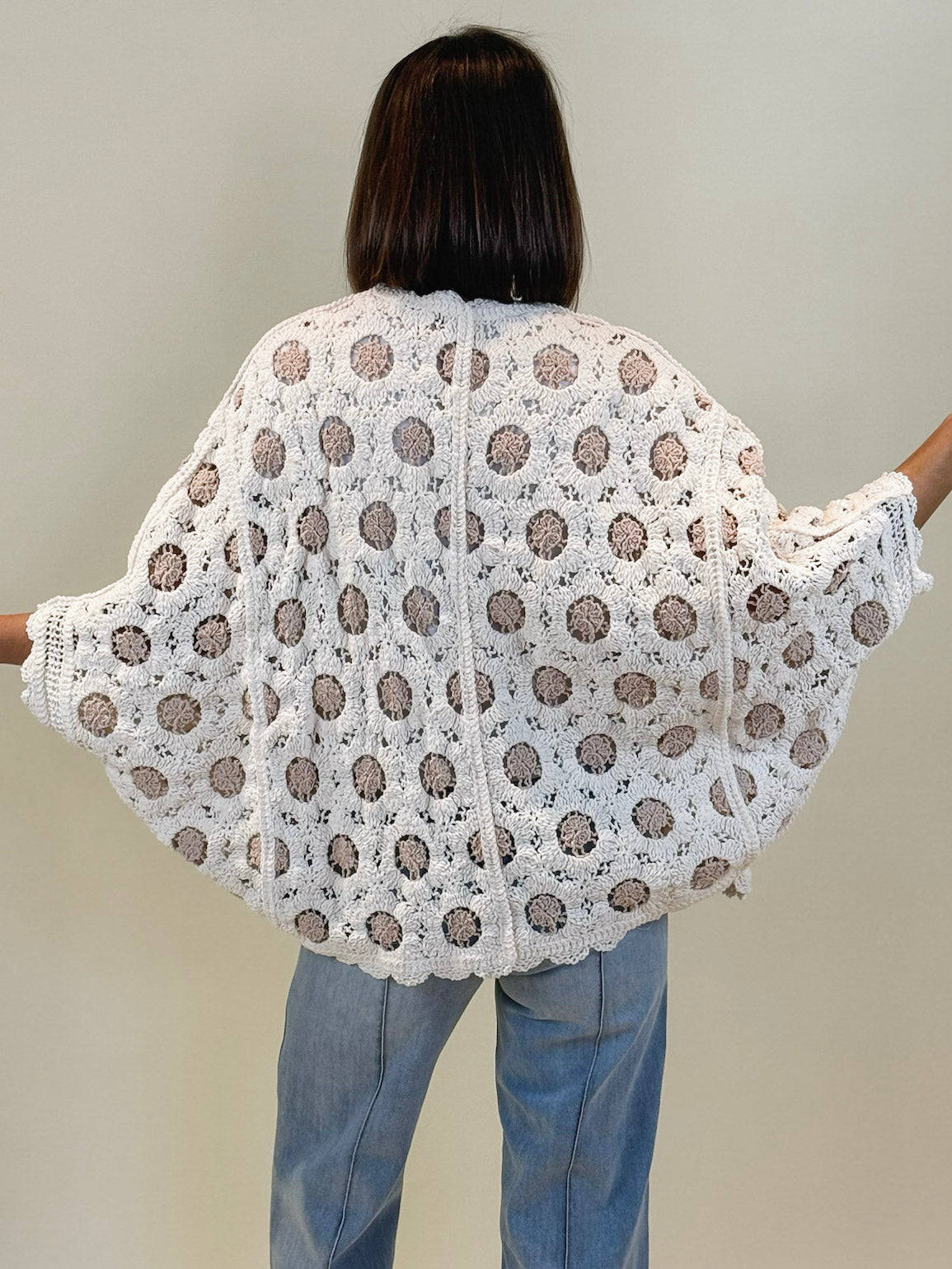 Carly Crochet Cardigan - Cream/Latte