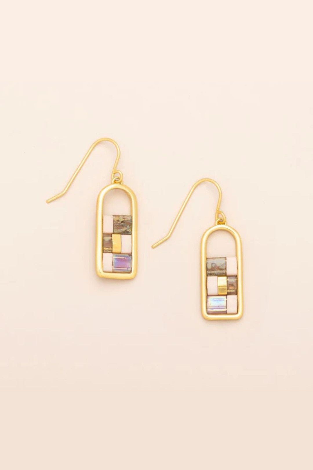 Good Karma Miyuki Frame Earrings - Blush/Topaz/Gold