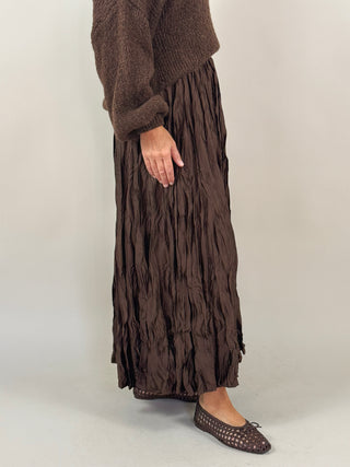 Crue Crinkle Satin Skirt - Brown