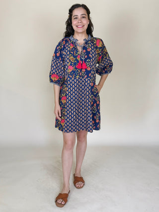 Tia Tassel Tie Printed Dress
