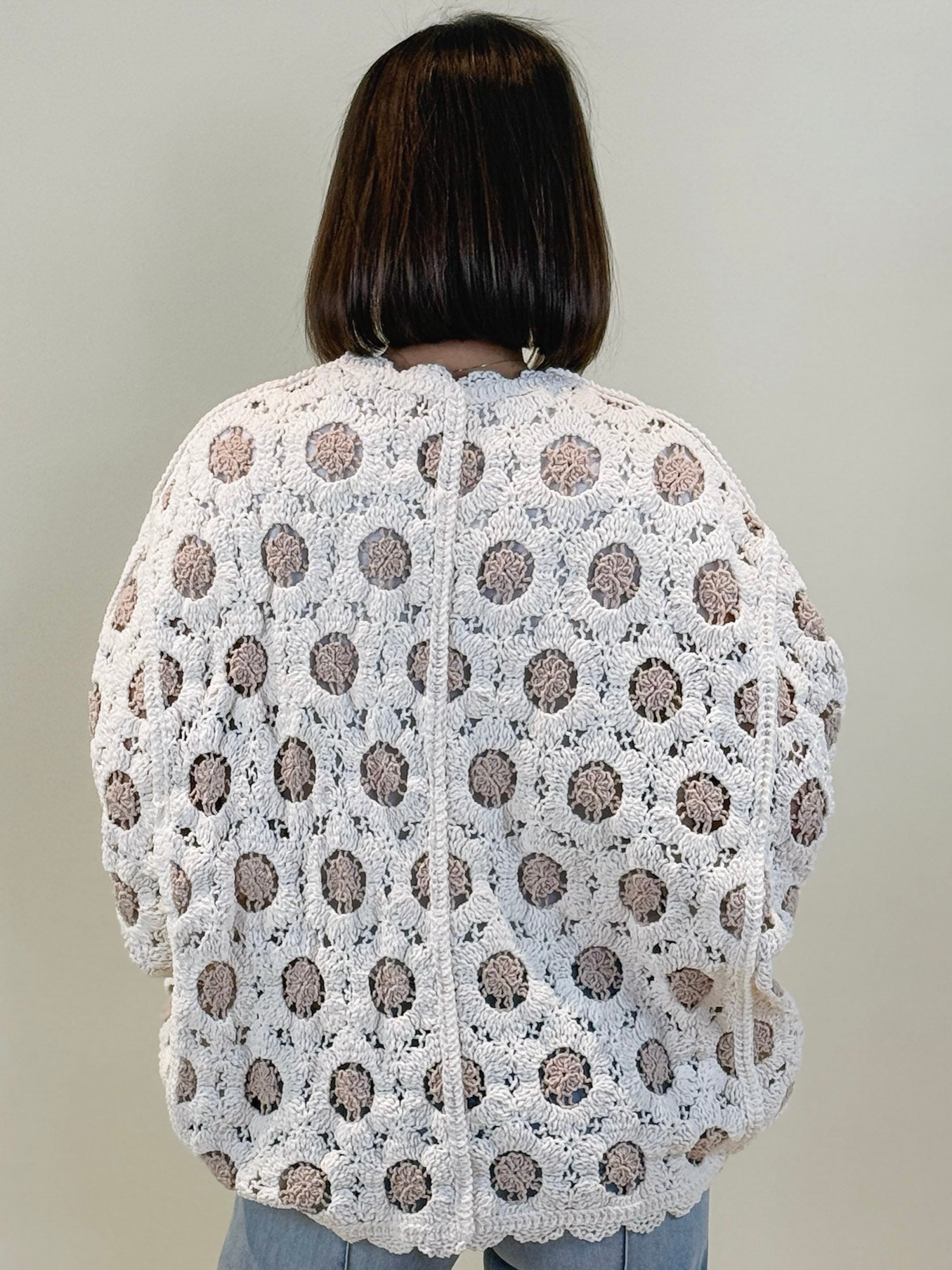 Carly Crochet Cardigan - Cream/Latte