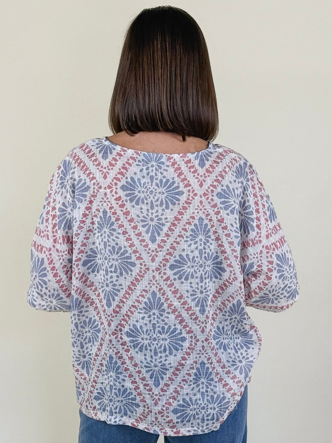 Gia Printed Dolman Blouse