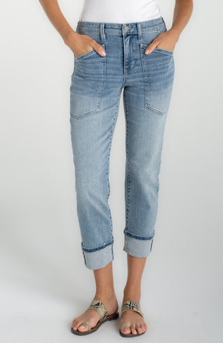 [Liverpool] Marley Cropped Girlfriend Cuffed Jeans, 25"/28” Inseam